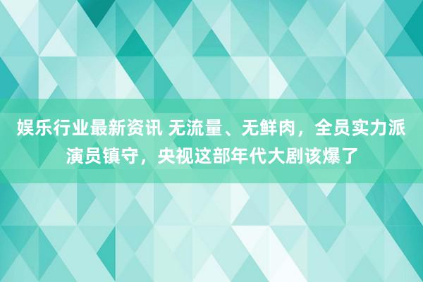 娱乐行业最新资讯 无流量、无鲜肉，全员实力派演员镇守，央视这部年代大剧该爆了