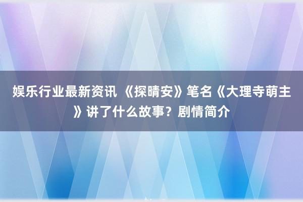 娱乐行业最新资讯 《探晴安》笔名《大理寺萌主》讲了什么故事？剧情简介