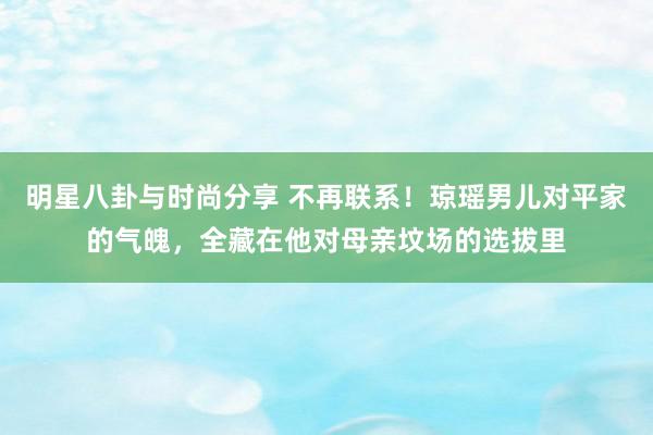 明星八卦与时尚分享 不再联系！琼瑶男儿对平家的气魄，全藏在他对母亲坟场的选拔里