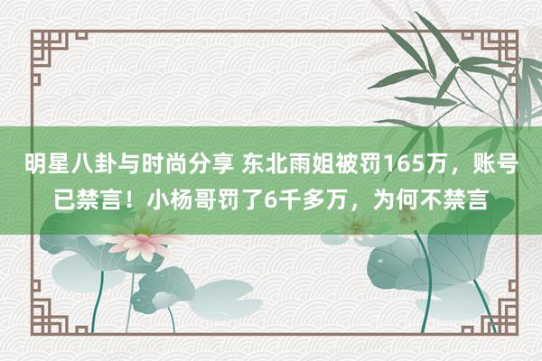 明星八卦与时尚分享 东北雨姐被罚165万，账号已禁言！小杨哥罚了6千多万，为何不禁言