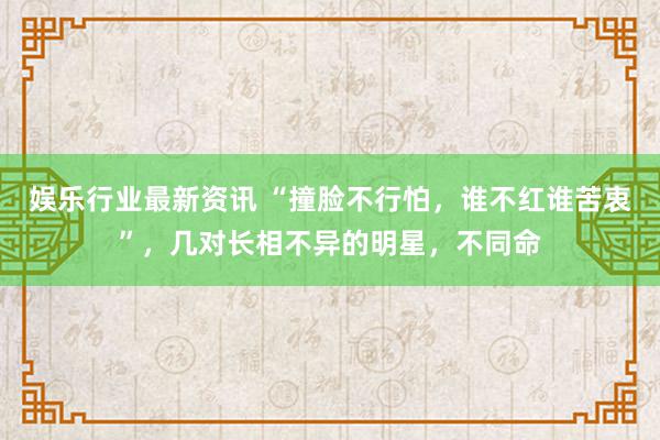 娱乐行业最新资讯 “撞脸不行怕，谁不红谁苦衷”，几对长相不异的明星，不同命